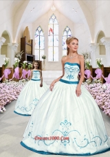 2015 Modest Embroidery White and Blue Princesita Dress 265.89