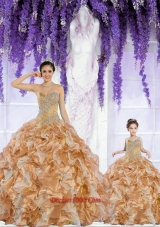 Most Popular Organza Beading and Ruffles Princesita Dress in Champagne