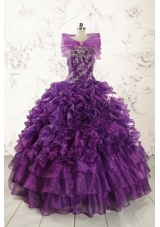 Beautiful Appliques Purple Strapless 2015 Quinceanera Dresses