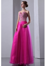 Hot Pink A Line Sweetheart 2015 Prom Dress with Beading and  Sequined