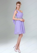 2015 Sassy Beaded and Ruched Short Prom Dress in Lavender