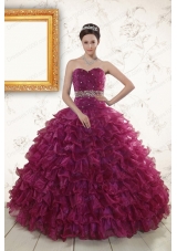 Beading and Ruffles The Most Popular Burgundy Quinceanera Gown