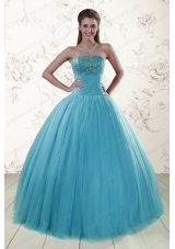 2015 Elegant Sweetheart Baby Blue Quinceanera Dresses with Appliques