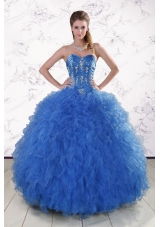 Fashionable Royal Blue 2015 Quinceanera Dresses with Appliques and Ruffles