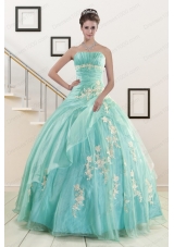 Most Popular Blue Quinceanera Gowns with Appliques for 2015