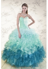 most popular Multi Color  Quinceanera Gowns with Beading and Ruffles