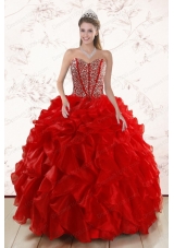 fashionable Red Quinceanera Dresses With  Beading and Ruffles for 2015