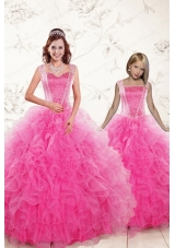 2015 Pretty Straps Hot Pink Princesita Dresses with Beading