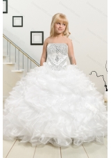 Most Popular Beading and Ruffles White Little Girl Pageant Dress