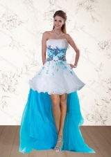2015 Discount Multi Color Strapless Prom Dresses with Embroidery and Beading