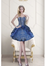 Fashionable Sweetheart Blue Embroidery and Beading Prom Dresses for 2015