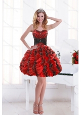 2015 Unique Sweetheart Beading and Ruffles Prom Dresses with Appliques