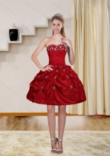 2015 Ball Gown Red Strapless Sexy Prom Dresses with Embroidery