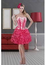 Hot Pink Sweetheart 2015 Sexy Prom Dresses with Pick Ups and Embroidery