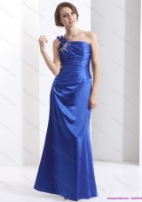 New Style One Shoulder 2015 Prom Dress with Ruching and Beading