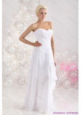 2015 Elegant Ruching Floor Length Prom Dress in White