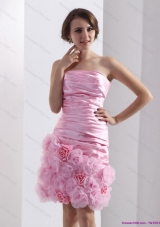 2015 Short Lovely Strapless Ruching Mini Length Prom Dress in Baby Pink