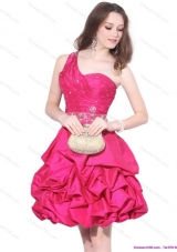 Short Perfect One Shoulder Beading Prom Dress with Pick Ups
