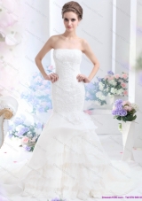 2015 New Style Strapless Wedding Dress with Brush Train