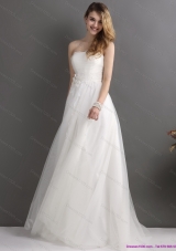2015 Perfect Strapless Wedding Dress with Beading and Appliques