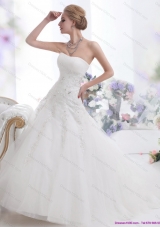Cheap White Strapless Wedding Dresses with Sequins and Brush Train