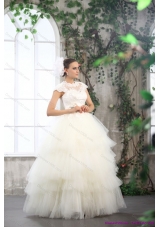 New Style White Wedding Dresses with Ruffled Layers and Lace
