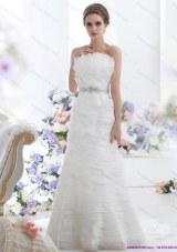 2015 Top Selling Strapless Wedding Dress with Beading and Ruching