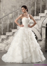 2015 Top Selling Wedding Dress with Beading and Ruffled Layers