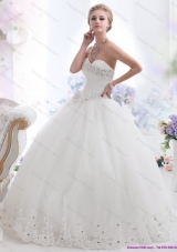 Perfect Ball Gown White 2015 Wedding Dresses with Rhinestones