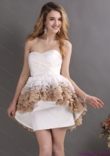 2015 Perfect Pleated Sweetheart WhiteBridal Gowns with Ruffles