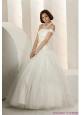 2015 A-Line Laced Strapless White Wedding Dresses with Beading