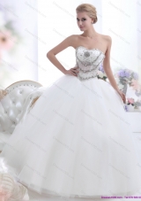 A-Line White Sweetheart 2015 Wedding Dresses with Rhinestones