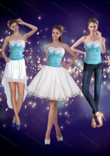 2015 Detachable Embroidery Sweetheart Prom Dresses in White and Blue