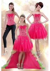2015 High Low Appliques Strapless Detachable Prom Skirts