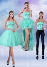 2015 Sweetheart Apple Green Detachable Prom Skirts with Appliques
