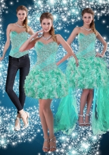 Apple Green Sweetheart Beading Beautiful Detachable Prom Skirts for 2015