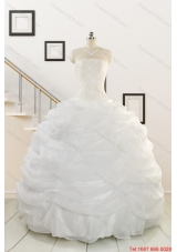 Puffy White Beading Quinceanera Dresses for 2015