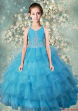 2015 Winter Pretty Halter Top Mini Quinceanera Dresses with Beading and Ruffled Layers