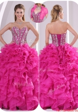 Popular Ruffles and Beading Quinceanera Gowns in Fuchsia