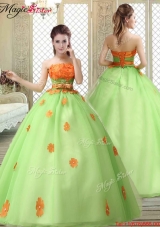 2016 Latest Strapless Prom owns with  Appliques and Belt