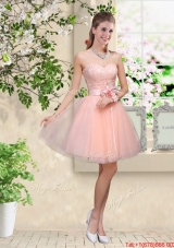 Elegant Sweetheart Baby Pink Prom Dresses with Appliques and Belt
