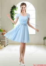 Pretty Hand Made Flowers Bridesmaid Dresses with Cap Sleeves