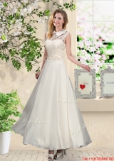 2016 Fashionable Appliques Bridesmaid Dresses with High Neck