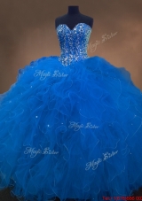 Discount Sweetheart Beaded Blue Quinceanera Dresses with Ruffles