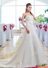 Beautiful A Line Strapless Bridal Dresses with Appliques