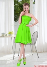 A Line Strapless Bowknot Custom Made Bridesmaid Dresses in Spring Green