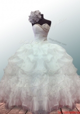 New Style Sweetheart Ball Gown White Quinceanera Dresses with Beading and Ruffles