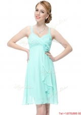 New Style Short Hand Made Flowers Prom Dresses with Straps