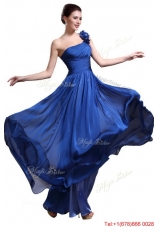 Perfect Royal Blue One Shoulder Prom Dresses with Appliques and Ruching