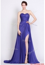 Perfect Sweetheart High Slit Prom Dresses in Royal Blue